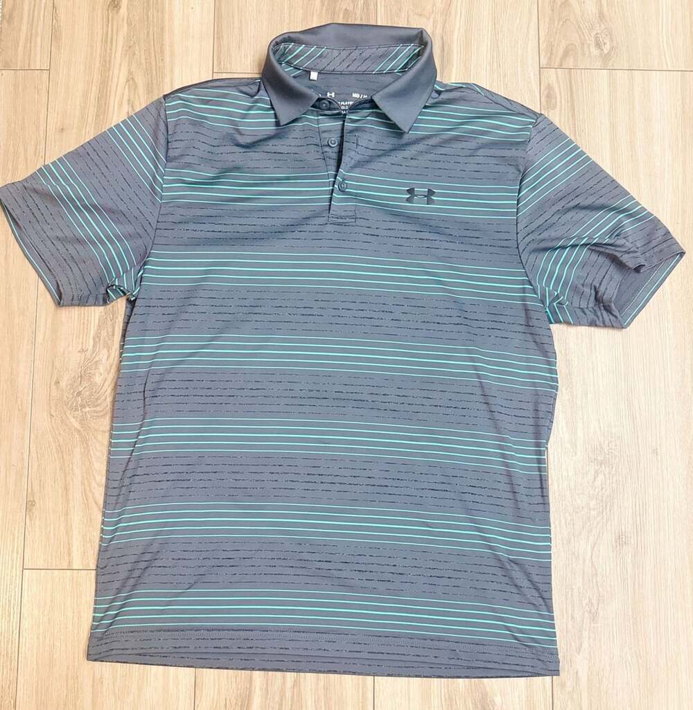 Under Armour The Playoff Polo Size M Gray Striped